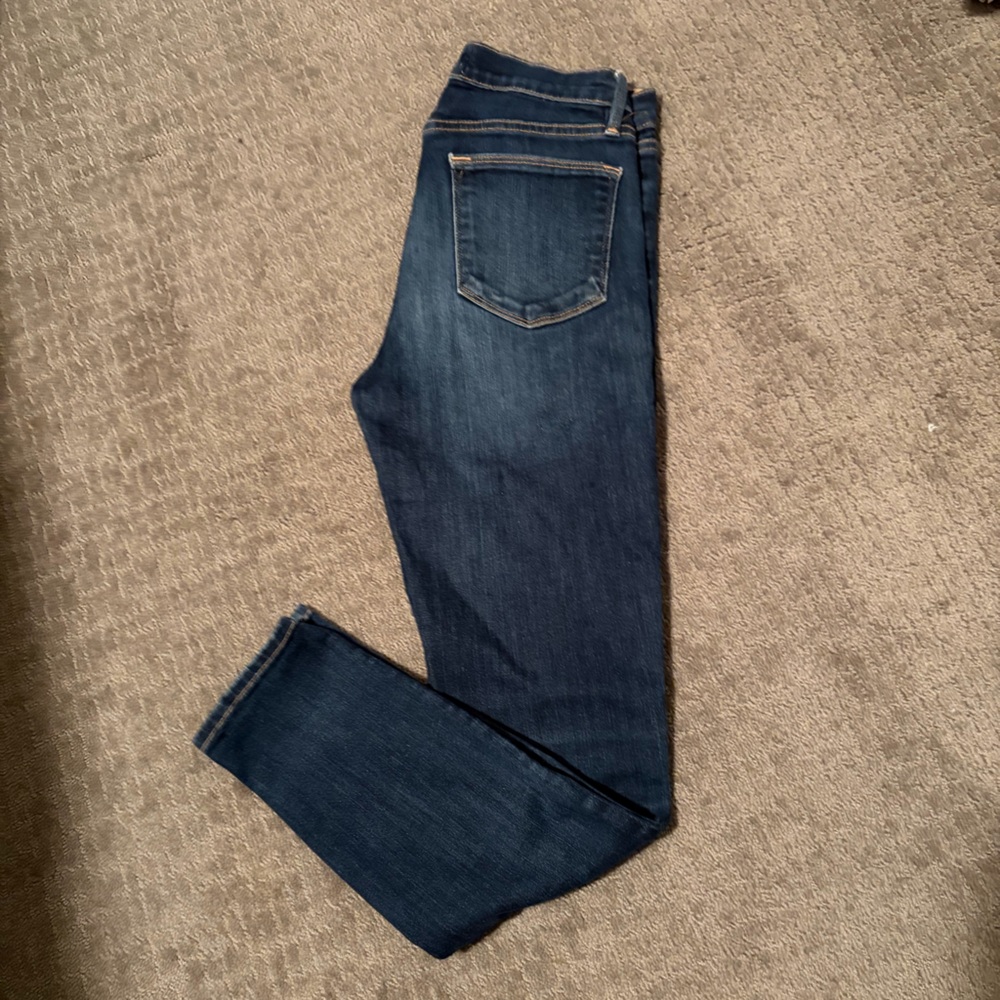 Frame Le High Skinny Crop Blue Jeans